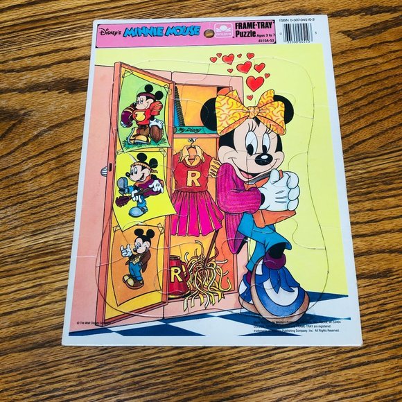 Golden Frame Tray Puzzle Disney Minnie Mouse High School Vintage - Picture 5 of 6